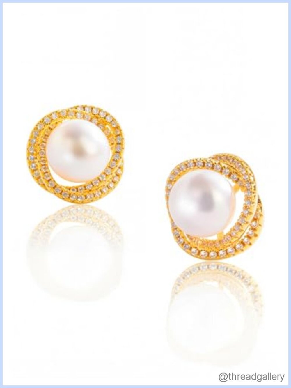 Freshwater Cultured Pearl Stud Earrings Sterling Silver 18K Gold Plated